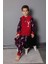 Erkek Çocuk Gez Garson Boy Geyik Desenli Pamuklu Kışlık Kalın Polar Pijama Takımı 2691-KIRMIZI 2
