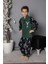 Erkek Çocuk Gez Garson Boy Geyik Desenli Pamuklu Kışlık Kalın Polar Pijama Takımı 2691-YEŞIL 1