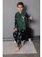 Erkek Çocuk Gez Garson Boy Geyik Desenli Pamuklu Kışlık Kalın Polar Pijama Takımı 2691-YEŞIL 2