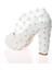 Kadın Beyaz Sedef İnci Taş İşlemeli Gelin Ayakkabı Kadın Topuklu Abiye Ayakkabı Şık Gece Ayakkabısı 4