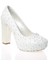 Kadın Moda Beyaz Sedef Inci Taş Işlemeli Gelin Ayakkabı Topuklu Düğün Nişan Gece Abiye Ayakkabısı 2