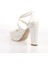 Kadın Moda Şık Beyaz Topuklu Zarif Tasarım Yüksek Topuk Düğün Nişan Gece Abiye Ayakkabısı 3