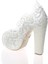 Kadın Beyaz Sedef İnci Taş İşlemeli Gelin Ayakkabı Kadın Topuklu Abiye Ayakkabı Şık Gece Ayakkabısı 4