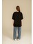 Kadın Siyah Oversize Bisiklet Yaka %100 Pamuk Düz Basic Yazlık T-Shirt 5