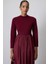 Pile Detaylı Elbise Bordo 6