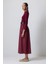 Pile Detaylı Elbise Bordo 7