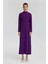 Bağlama Detaylı Krep Elbise Mor 1