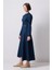 Ince Kemerli Godeli Elbise Lacivert 7