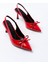 İNF-4500 Kırmızı Rugan Günlük Arkası Açık Fiyonklu Topuklu Bayan Ayakkabı 5