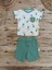 3-6 6-9 9-12 Ay Ananas Baskılı Şort Tişört 2 Li Kız Erkek Bebek Takımı Yeşil 2