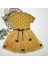 5-6-7 Yaş Puantiyeli Kelebek Etekli Astarlı Kız Çocuk Elbisesi Hardal 1