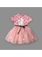 1-2-3 Yaş Payetli Kedicik Baskılı Puantiyeli Kız Bebek Elbisesi Gül Kurusu 2