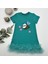 1-2-3 Yaş Arıcık Nakışlı Eteği Fırfırlı Jile Kız Çocuk Elbisesi Turkuaz 1