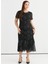 O Yaka Desenli Siyah Standart Kadın Elbise 25YSL7593-BB 3