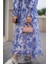 Floral Desenli Mavi Elbise 4