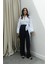 Lacivert Pleated Palazzo Pantolon 1