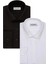 Slim Fit 2 Li Düz Gömlek Seti Siyah Beyaz 1