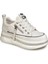 Krem Sneakers Deri Kadın Ayakkabı 1