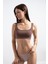 Kadın Kahverengi Pamuklu Kare Yaka Crop Top Büstiyer 1