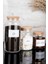3'lü Ahşap Vakum Kapaklı Çay Şeker Türk Kahvesi Etiketli 3 Boy Cam Kavanoz Seti 1300 ml-800 ml-500 ml 2