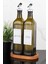 2li 750 ml Amber Cam Yağdanlık Ahşap Standlı Zeytinyağı ve Ayçiçek Yağı Etiketli Gri Tıpalı Yağlık 2