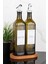 2li 750 ml Amber Cam Yağdanlık Ahşap Standlı Zeytinyağı ve Ayçiçek Yağı Etiketli Gri Tıpalı Yağlık 3
