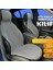Mazda 2 Uyumlu Koltuk Kılıfı Minder Çizgili Füme Beyaz 2+1 Ön Arka Set 1