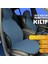 Chevrolet Spark Uyumlu Koltuk Kılıfı Minder Çizgili Siyah Mavi 2+1 Ön Arka Set 1