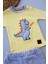 Minik Dino Nakışlı Şapkalı Uzun Kollu Sweat 3lü Kız-Erkek Bebek Takımı Sarı 2