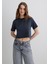 Antrasit Crop Basic Tişört 1613072-70763 2