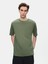 Erkek Sıfır Yaka Basıc Kısa Kol Loose Yeşil T-shırt 2