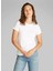 Bisiklet Yaka Düz Beyaz Kadın T-Shirt J20J225540YAA 2