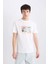 %100 Pamuk Regular Fit Bisiklet Yaka Baskılı Kısa Kollu Tişört E0584AX25SM 3