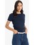 Slim Fit Dar Kesim Bisiklet Yaka Ribana Kısa Kollu Tişört F3504AX25SM 4