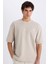 Loose Fit Bisiklet Yaka Baskılı Kısa Kollu Ağır Kumaş Tişört E0575AX25SM 1