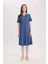 Regular Fit Apaş Yaka Basic Düz Bürümcük Kısa Kollu Midi Elbise D3834AX25SM 2