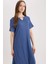 Regular Fit Apaş Yaka Basic Düz Bürümcük Kısa Kollu Midi Elbise D3834AX25SM 4