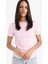 Slim Fit Dar Kesim Bisiklet Yaka Basic Düz Ribana Kısa Kollu Pembe Tişört F3504AX25SM 1