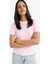 Slim Fit Dar Kesim Bisiklet Yaka Basic Düz Ribana Kısa Kollu Pembe Tişört F3504AX25SM 3