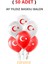 ( 50 Adet ) Ay Yıldız Baskılı Lateks Balon Kırmızı Beyaz 1