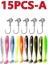 Yeni 50/30/15PC Yumuşak Balıkçılık Yemleri Seti Silikon Yem Seti Krank Jig Kafa Kancalı Yapay Yem Solucanı Balıkçılık Takımı Aksesuarları (Yurt Dışından) 1