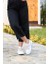 Kadın Yüksek Taban Sneaker Keten Kumaş Bağcıklı Spor Ayakkabı Hesna Gri 4