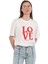 Bisiklet Yaka Love Baskılı %100 Pamuk Oversize Kalıp T-Shirt 2