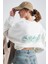 The Wellness Era Baskılı Oversize Beyaz Kadın Sweatshirt 2