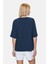 Manuela Lacivert Bisiklet Yaka Tshirt Nakışlı Loose Fit Kadın Tshirt 3