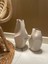 Seramik Bej 2 Li Kırışık Vazo Seti Stoneware (Muadil Marka) 2