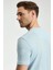 Saf Keten Mavi Bisiklet Yaka T-Shirt 3