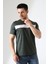 Erkek Iki Renk Parçalı Bisiklet Yaka T-Shirt - Pamuklu Tişört 3