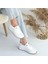 Kadın Babet Ayakkabı Beyaz Suni Deri Lastik Bağcıklı Günlük Kullanım İçin 4