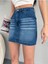 Eskitme Soluk Efekt Vintage Yüksek Bel Mini Denim Etek 4